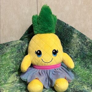 Build-A-Bear Pineapple Plush with Green Leaves and Pink Skirt